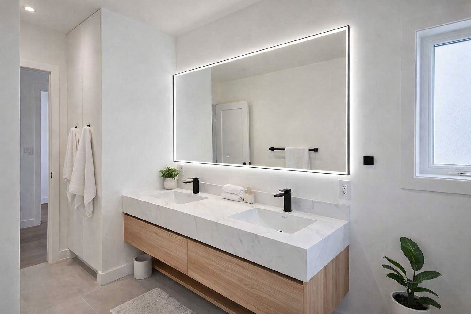 bathroom led mirror floating vanity