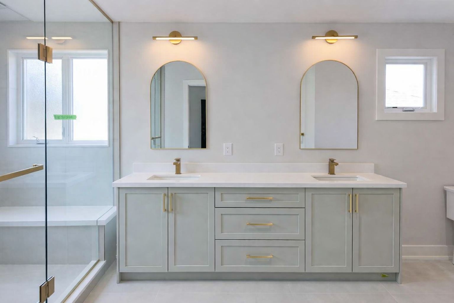 arched mirror bathroom renovation