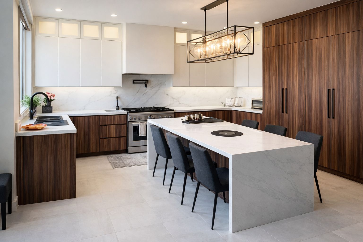 U-shaped kitchen renovation in Toronto maximizing counter and storage space