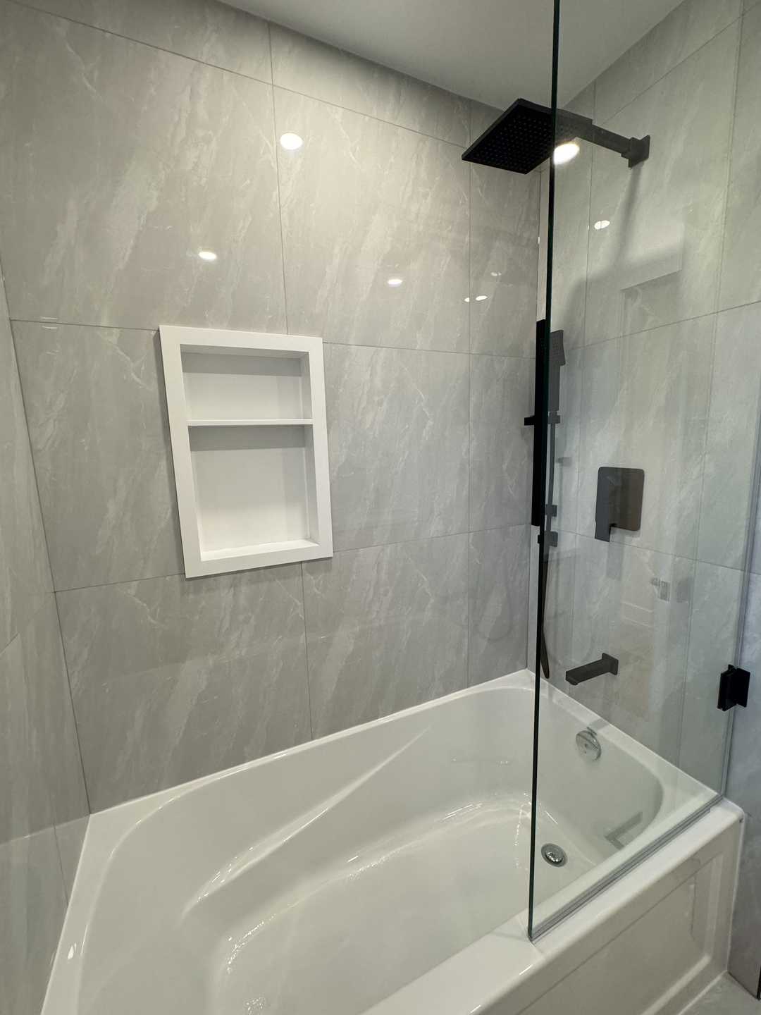 Powder room (custom black vanity with two U SHAPE drawers,