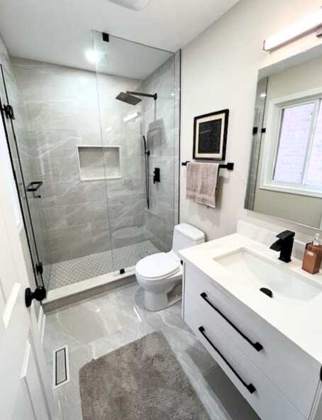 floating vanity with U shape of drawers vanity with frameless