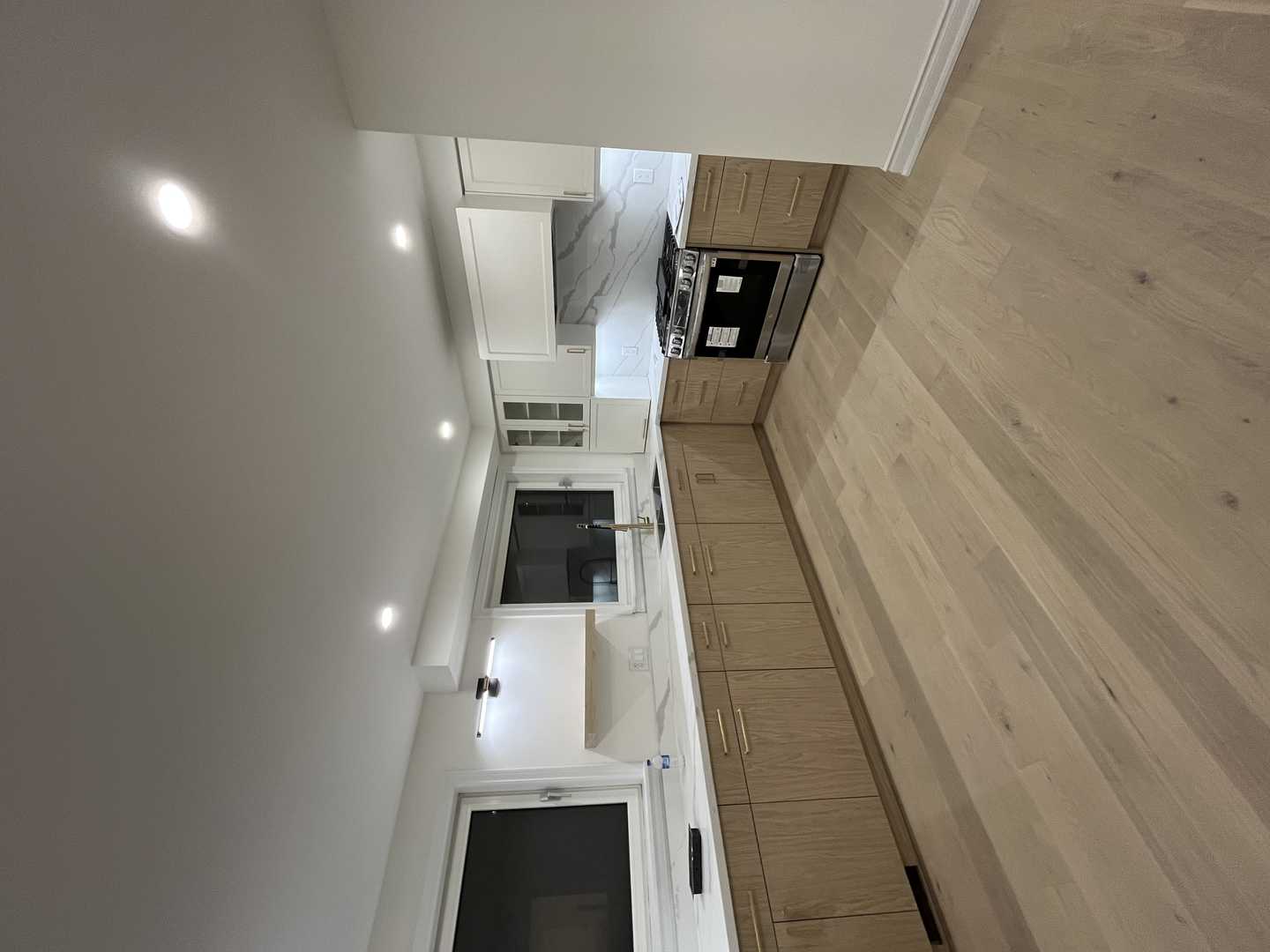 Full house reno- MDF kitchen with egger wood panel, basement