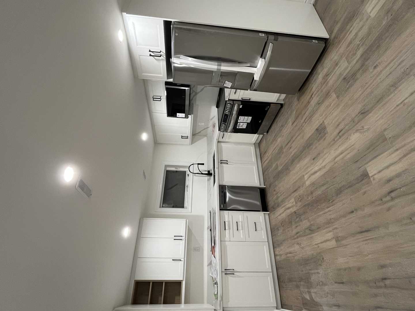 Full house reno- MDF kitchen with egger wood panel, basement