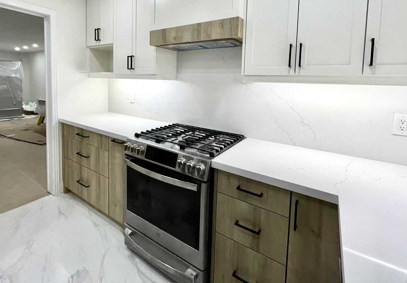 All customize L shape kitchen upper and lower cabinets in